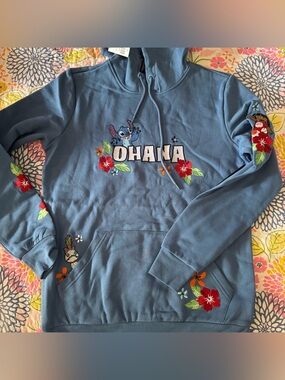 NWT small Disney Lilo & Stitch Floral Ohana Hoodie